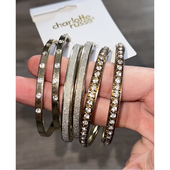 Brand New! Charlotte Russe Set Of 3 Gold Sparkle Hoops - Picture 2 of 4